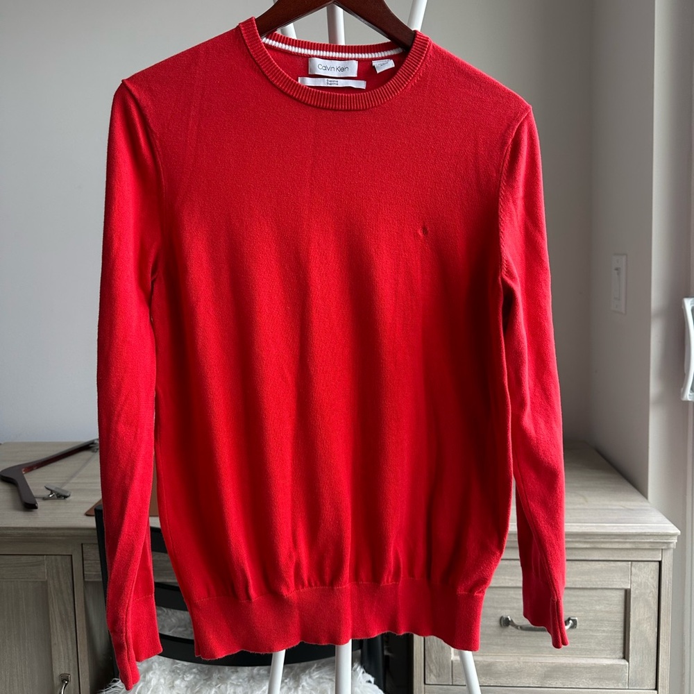 Calvin Klein Men's Vibrant Red Crewneck Sweater